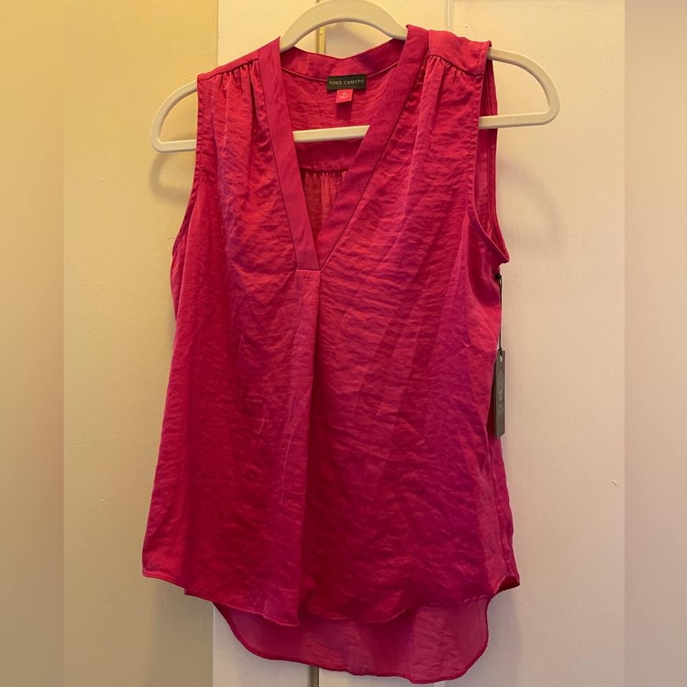 Hot pink sleeveless blouse